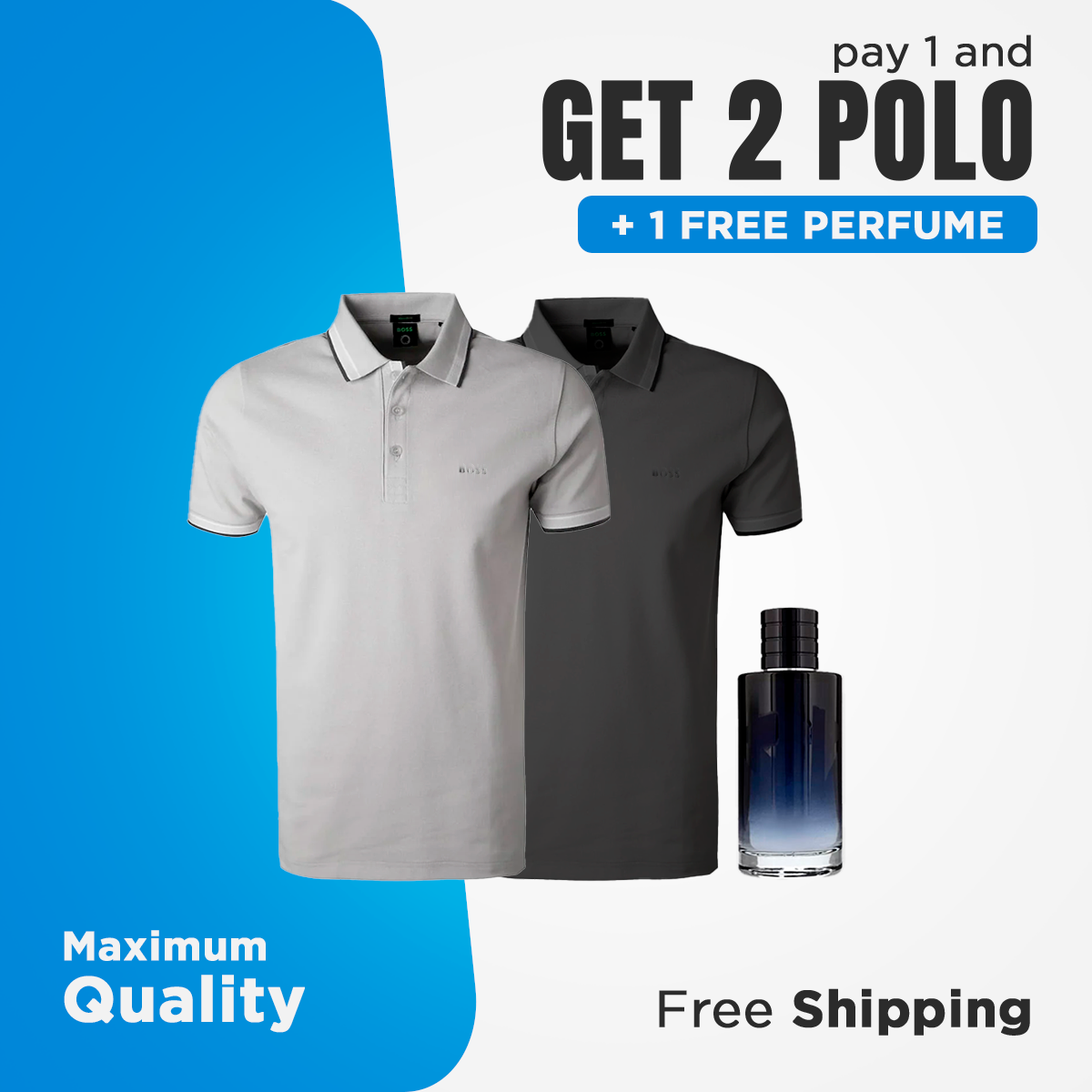 POLO BOSS TSHIRT [PAY 1 AND GET 2] + 1 PERFUME