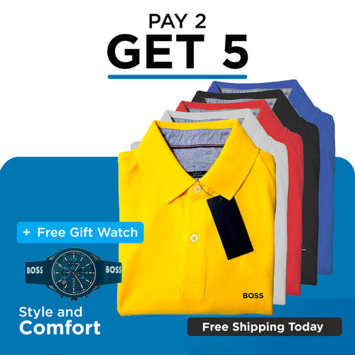 KIT POLO BOSS SHIRTS [PAY 2 GET 5] + WATCH